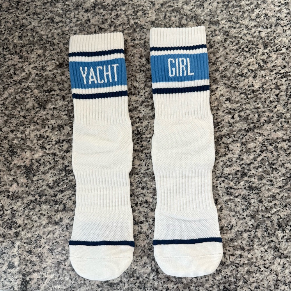 Ayda “Yacht Girl” White and Blue Socks